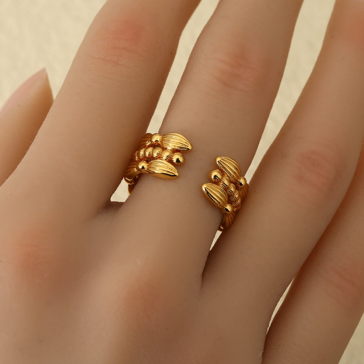 Unisex Copper Adjustable Open Ring with Lace Ribbon, Fashionable